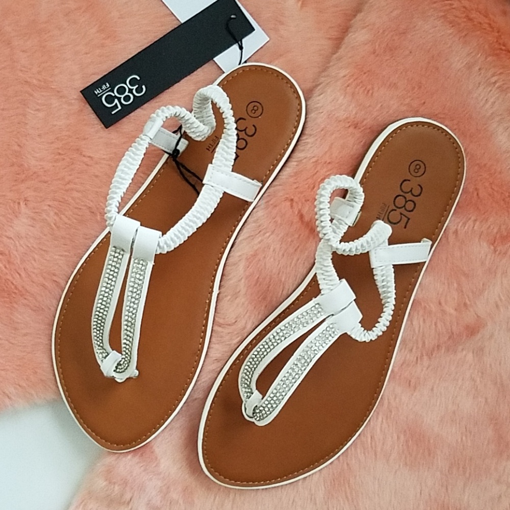 385 Fifth White Sandals
